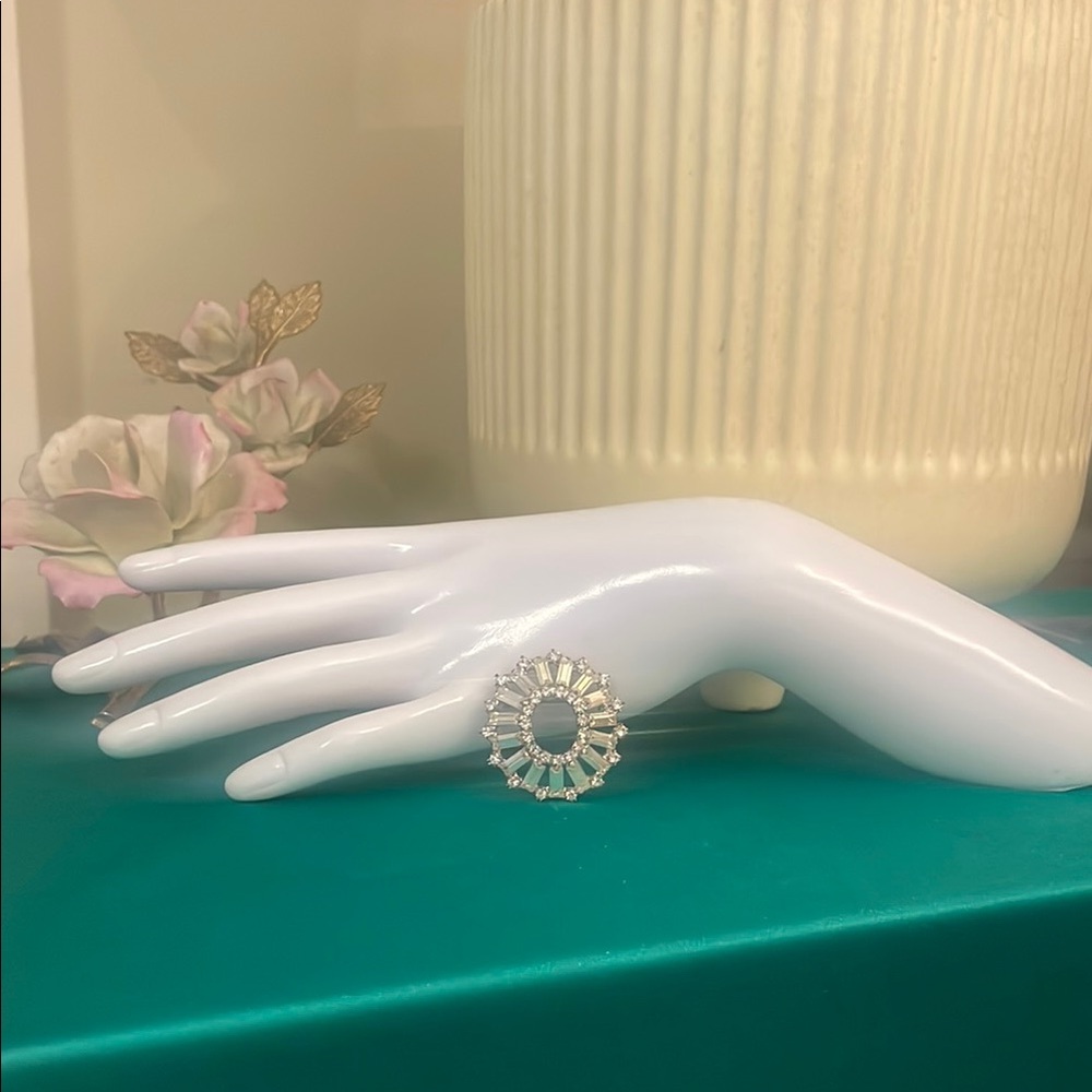 Elegant Silver tone rhinestone brooch